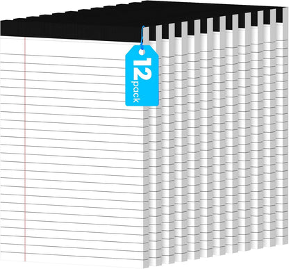 12 Pack Notepads 5x8, Small Legal Pads Narrow College Ruled, 30 Sheets/Pack, Perforated Notebook - White Note Pads for School, Memo, Note Taking, Teacher & Office Supplies, Writing Pads of Paper