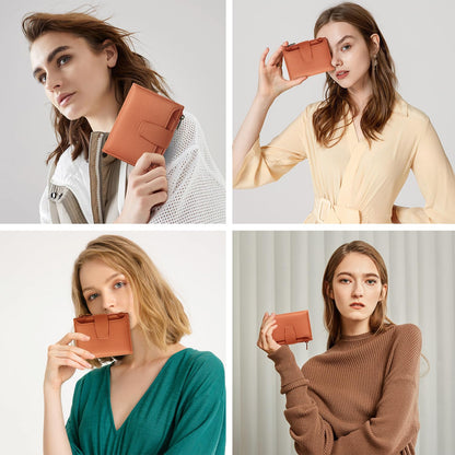 Airkit Small Wallet Women RFID Blocking Soft Leather Bifold Compact Card Holder Wallet for Women with Zipper Coin Pocket 4 ID Window