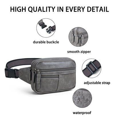 Leresas Fanny Packs for Women Vegan Leather Belt Bag Chic Cross Body Waist Pack Waist Purse for Travel Hiking Running Brown