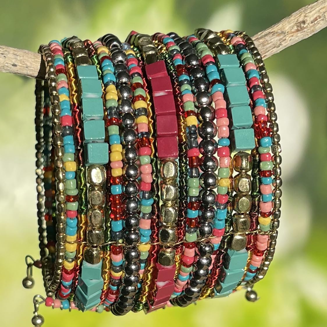 SPUNKYsoul Boho Cuff Bracelets, Women Adjustable Stackable Beaded Accessory | Adjustable Bohemian-Inspired Design, Trendy Wrist Ornament, Versatile For Occasions Or Everyday Wear, Unique Style Jewelry