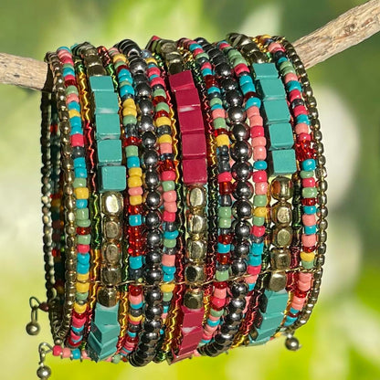 SPUNKYsoul Boho Cuff Bracelets, Women Adjustable Stackable Beaded Accessory | Adjustable Bohemian-Inspired Design, Trendy Wrist Ornament, Versatile For Occasions Or Everyday Wear, Unique Style Jewelry