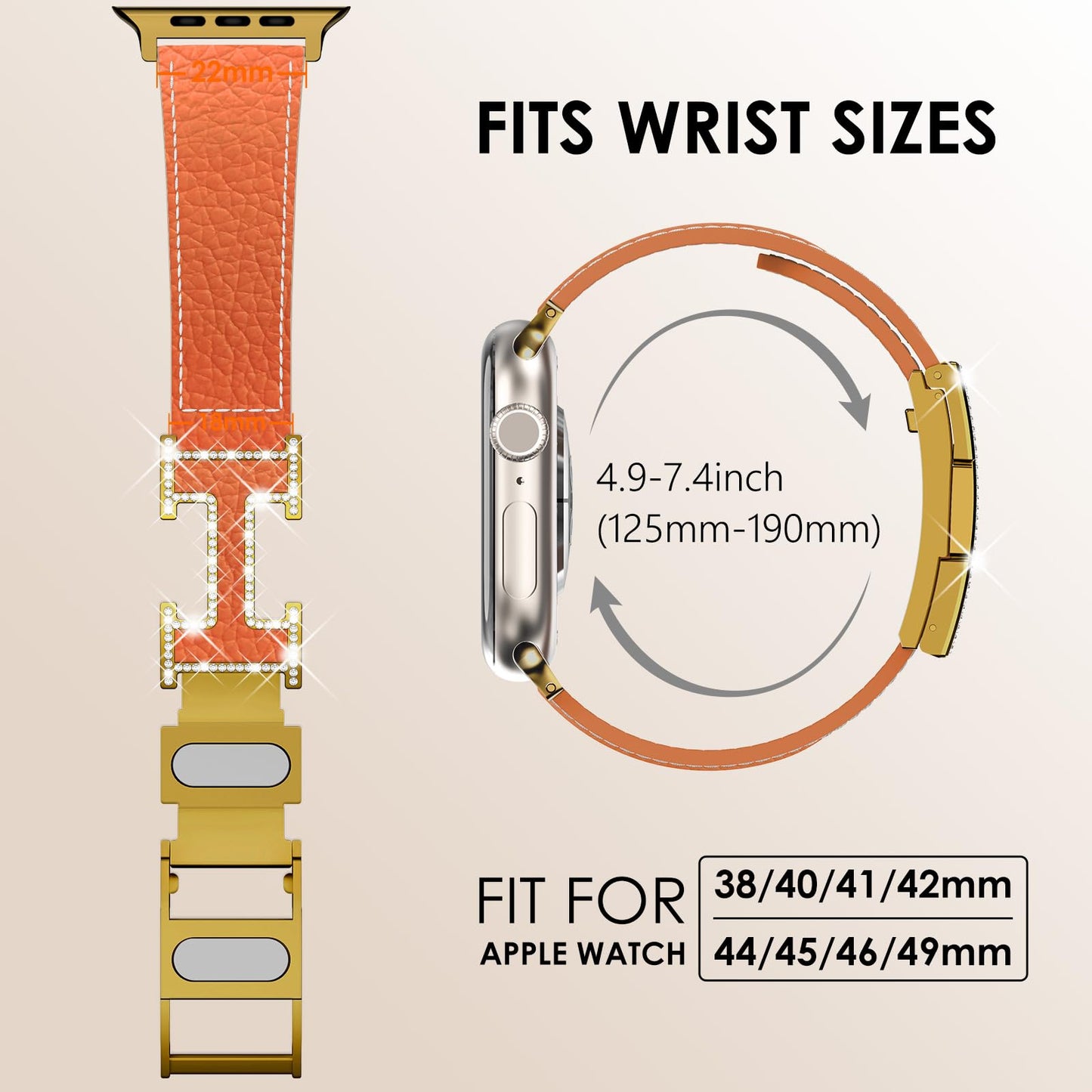 Leather Magnetic Watch Band Compatible with Apple Watch Ultra Band 49mm 46mm 45mm 44mm 42mm 41mm 40mm 38mm Replacement Strap for Women Men iWatch Ultra 3/2/1/SE3/Series 11/10/9/8/7/6/5/4/3/2/1