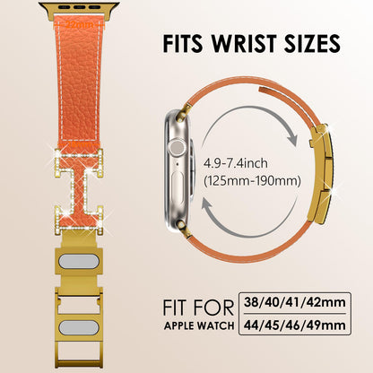 Leather Magnetic Watch Band Compatible with Apple Watch Ultra Band 49mm 46mm 45mm 44mm 42mm 41mm 40mm 38mm Replacement Strap for Women Men iWatch Ultra 3/2/1/SE3/Series 11/10/9/8/7/6/5/4/3/2/1