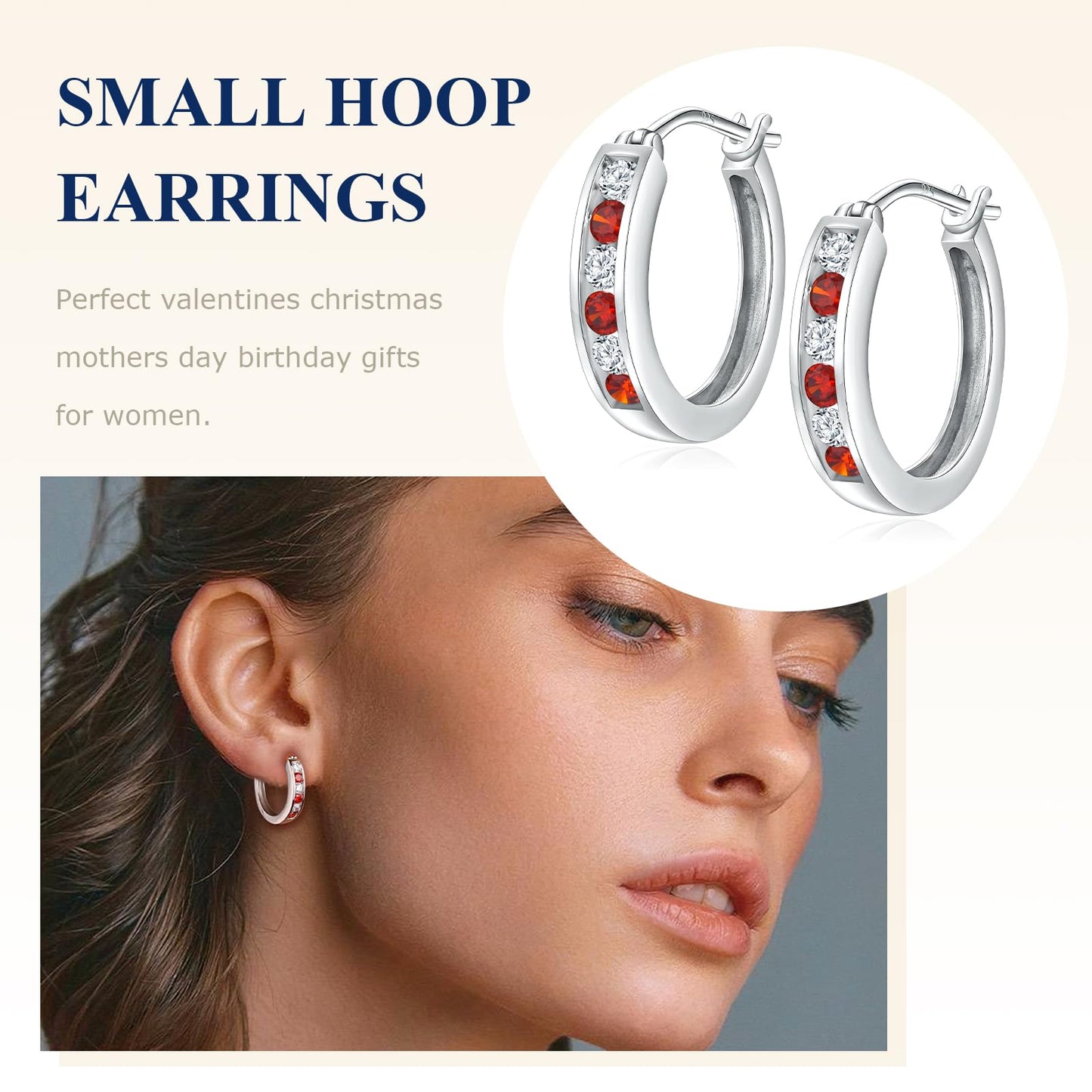 Channel Set Small Huggie Hoop Earrings Sterling Silver or 14K Gold Color,Lightweight Hypoallergenic CZ Diamond Chunky Hoop Earrings for Women