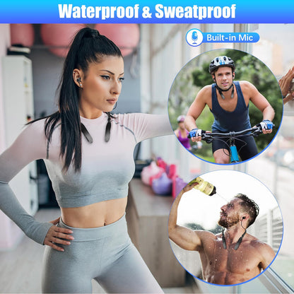 Lecefty Neckband Bluetooth Headphones, 200H Extra Long Playtime Wireless Stereo Neckband Earbuds with Microphone, Waterproof Balanced Armature Drivers in Ear Headset for Sports/Workout (Cyan Green)