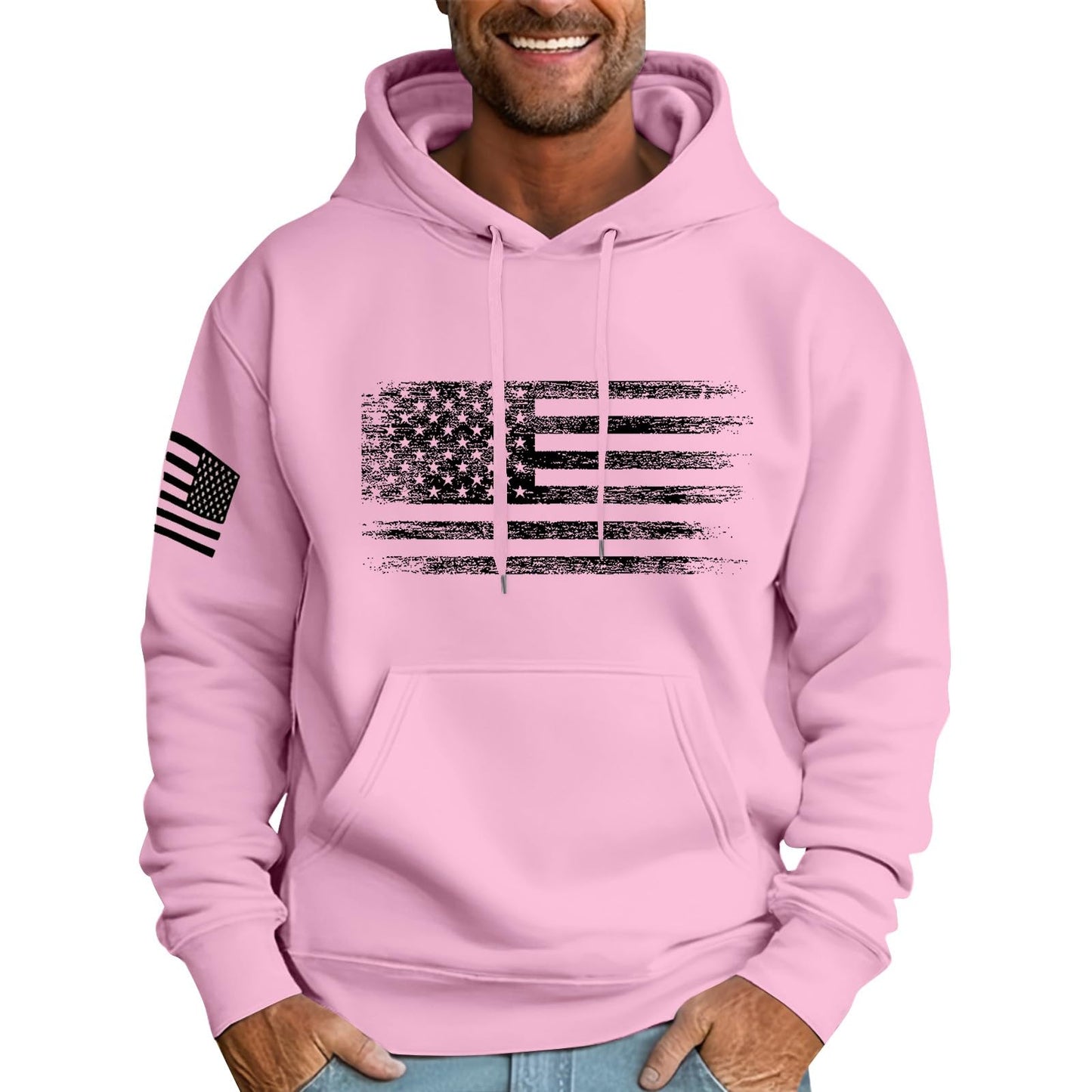 Ymosrh Mens Patriotic Hoodies USA Flag Print Hooded Sweatshirt Pullover Casual Fashion Hoodie, M-6XL