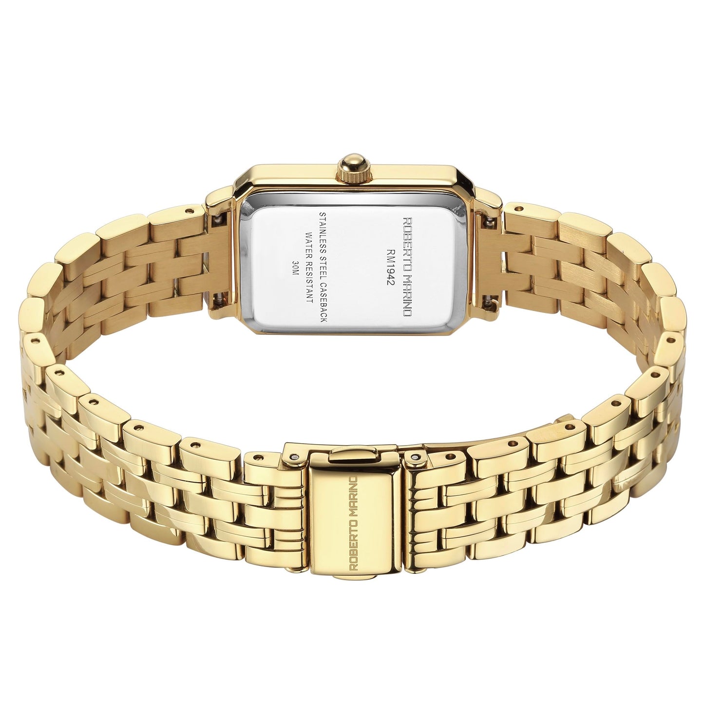 Roberto Marino RM1982 Women’s Luxury Watch Rectangular Gold – Japanese Quartz Movement, Vintage Stainless Steel Design, Silver Dial, Elegant Dress Timepiece, 3ATM Water Resistant – Reloj para Mujer