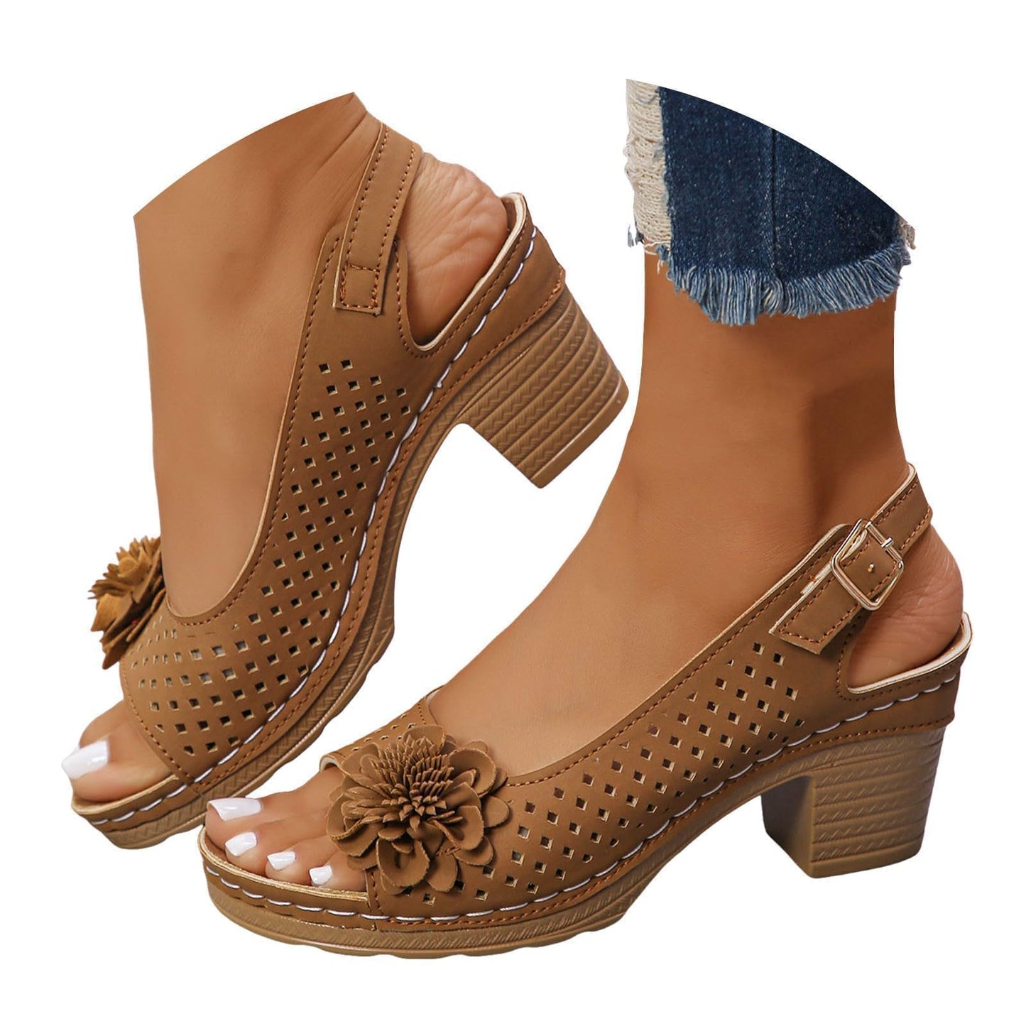 Orthopedic Wedge Sandals For Women 2026,Chunky Block Arch Support Sandal Adjustable Ankle Strap Hollow Out Low Heeled Slippers Wide Width Elegant Dressy Summer Platform Beach Shoes