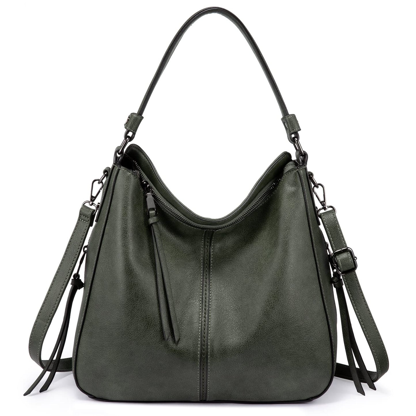 Realer Hobo Crossbody Bags for Women Designer Faux Leather Hobo Handbags Retro Large Size Shoulder Bag Bucket Purse