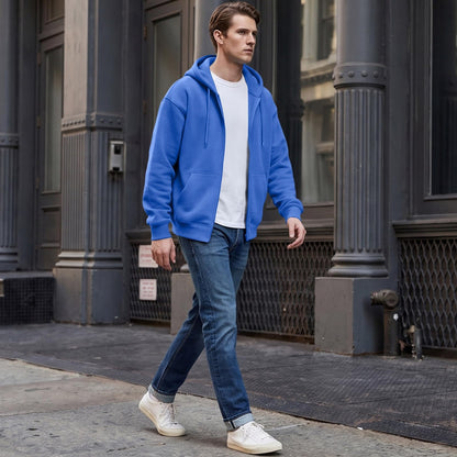 Full Zip Hoodies for Men Big And Tall Oversized Hooded Fleece Sweatshirt | Knit Open Front Cardigan, Zipper Jackets, Oversize, Streetwear, Basic Fit, Lightweight, Warm, Big and Tall, Hooded Sweatshirt
