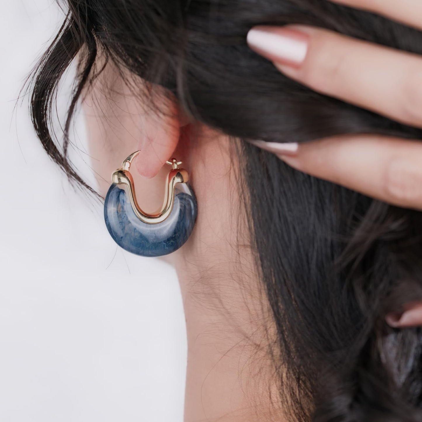 Chunky Gold Resin Hoop Earrings Leverback Statement Huggie Hoops Dangle Drop Dressy Earring Prom Festival Vacation Jewelry for Women