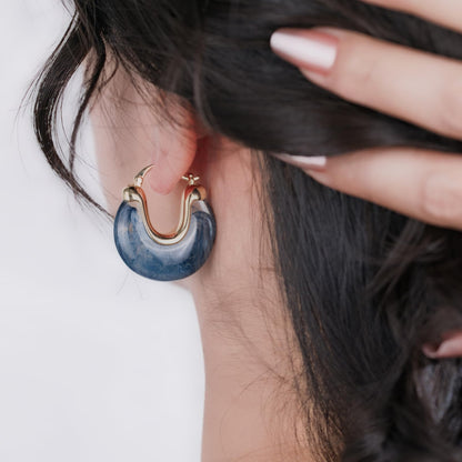 Chunky Gold Resin Hoop Earrings Leverback Statement Huggie Hoops Dangle Drop Dressy Earring Prom Festival Vacation Jewelry for Women