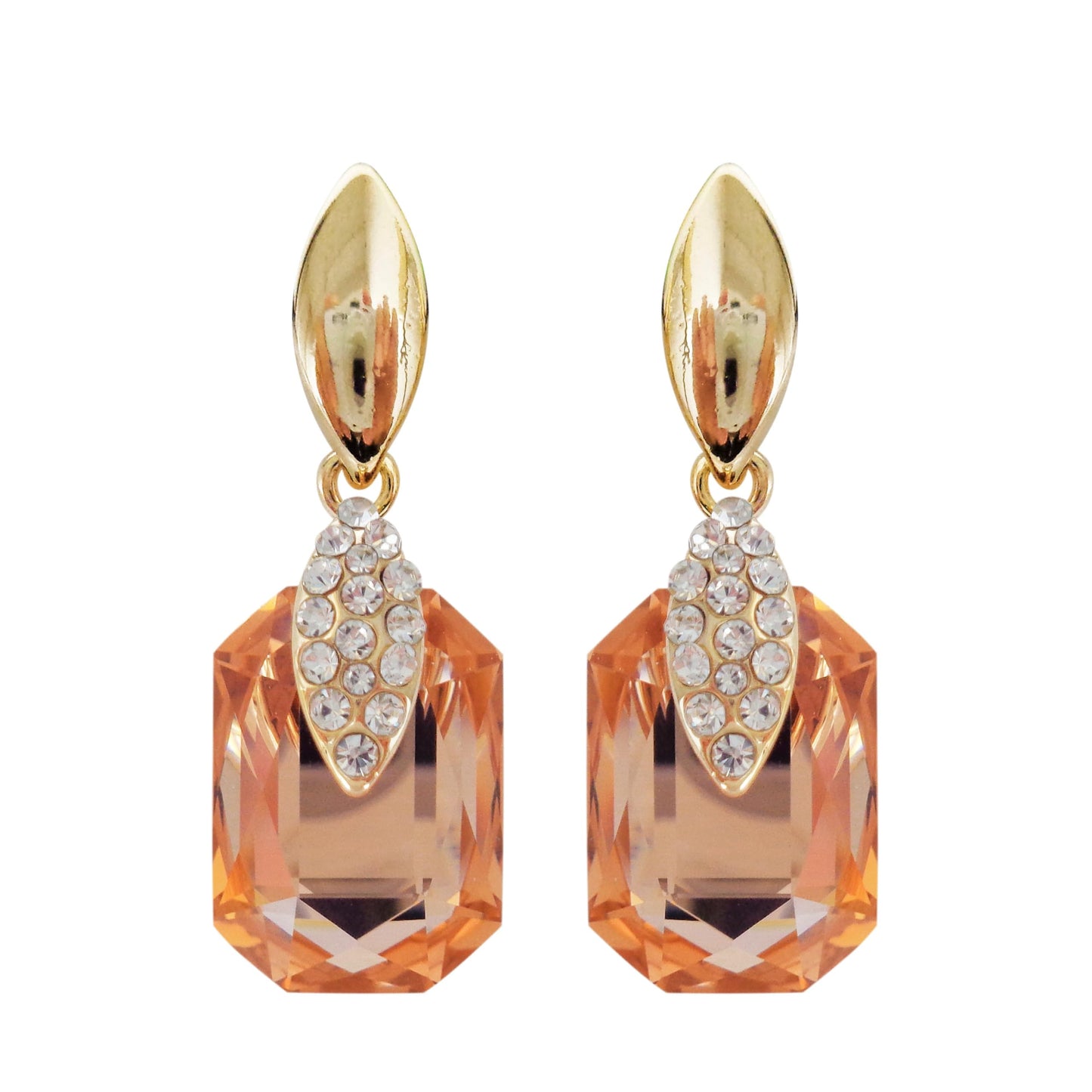 Navachi 18k Gold Plated Crystal Multicolor Square Shape Zircon Dangle Earrings And Neckalce Pendant Az4020-1 Jewelry set