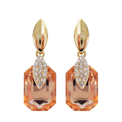 Navachi 18k Gold Plated Crystal Multicolor Square Shape Zircon Dangle Earrings And Neckalce Pendant Az4020-1 Jewelry set