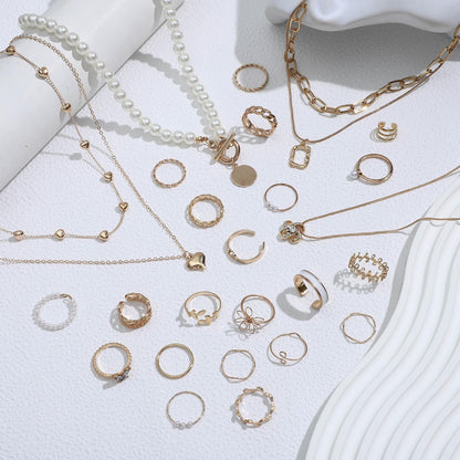 NEWITIN 69 Pieces Gold Jewelry Set for Women Fashion Costume Jewelry Gold Plated Necklace Bracelet Earrings Set for Women