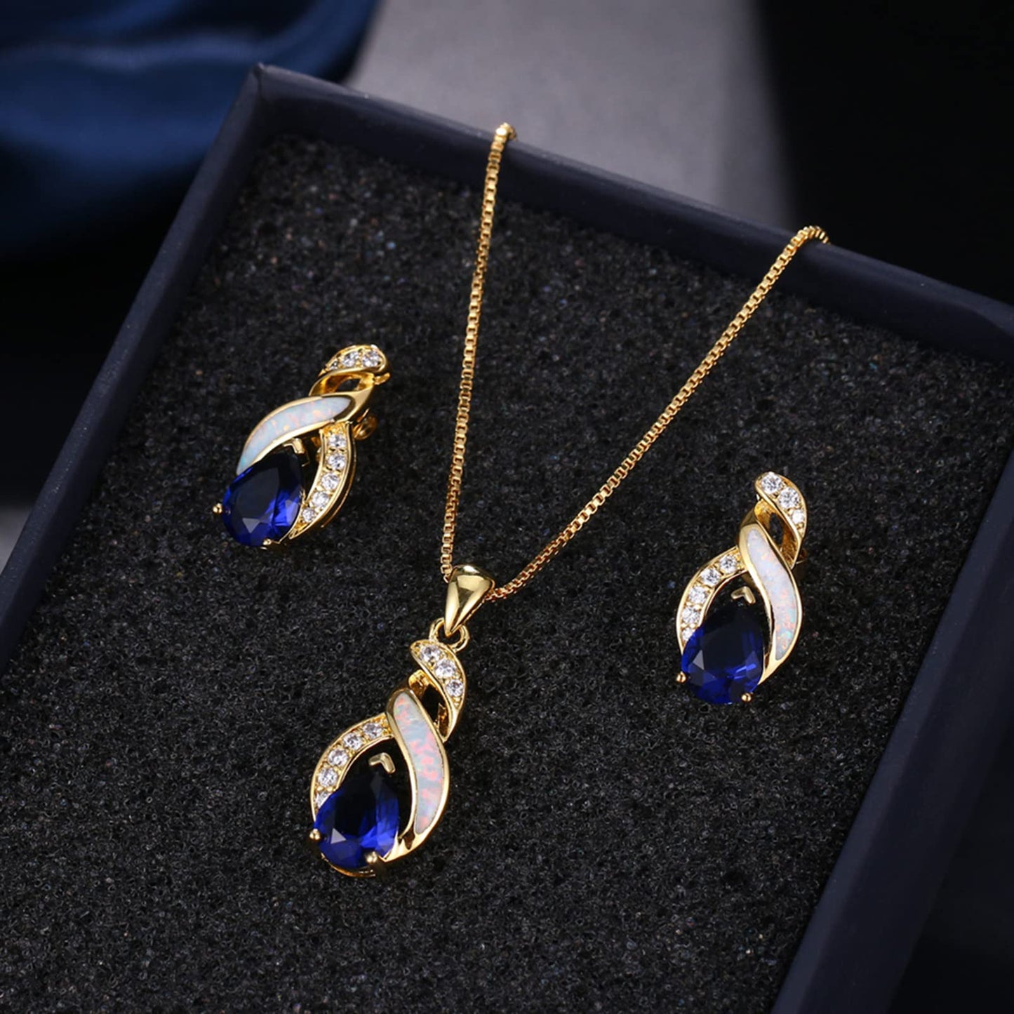 Jewelry Sets Australian Created Opal Necklace Earrings Jewelry for Mom