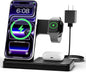 GETPALS Wireless Charger iPhone Charging Station for Apple Multiple Devices | 3 in 1 Charger Stand for iPhone 17 Pro Max 17e 16 16e 15 14 13 12 & Watch Series 11-2 SE Ultra & Airpods 4 3 Pro, Black