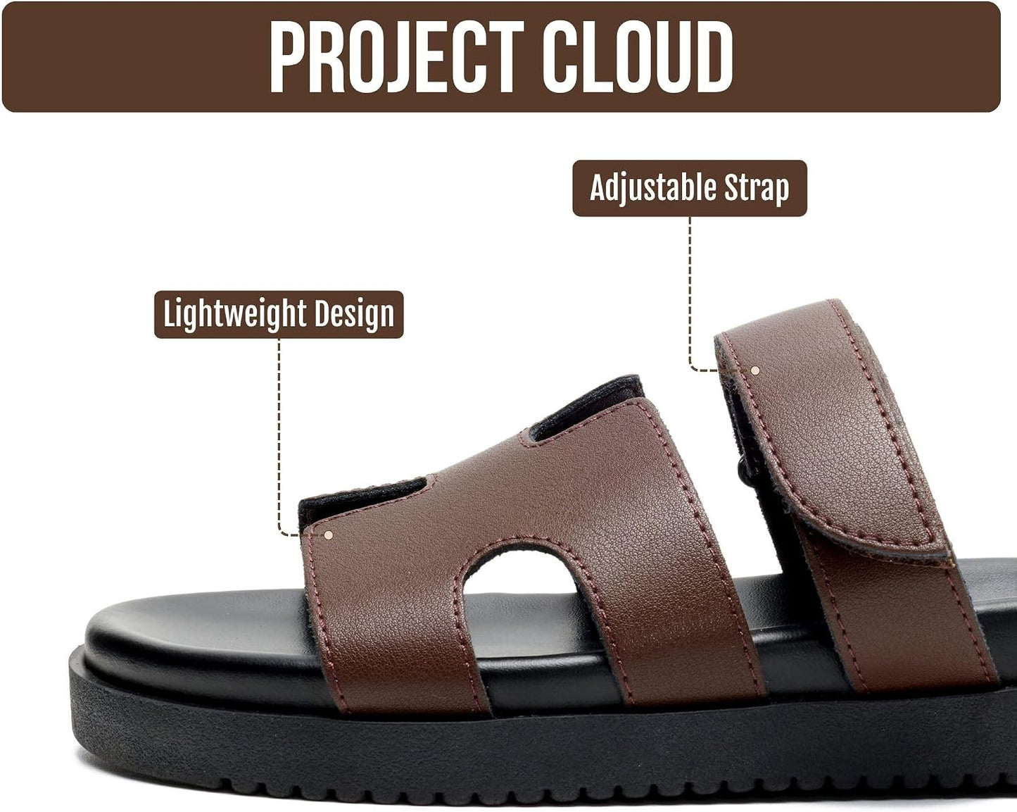 Project Cloud 100% Genuine Leather Sandals for Women Footwear - Stylish Womens Sandals with Plush & Soft Insole - Non-Slip and Water-Resistant Beach Sandals Slides for Women (Mayvy)