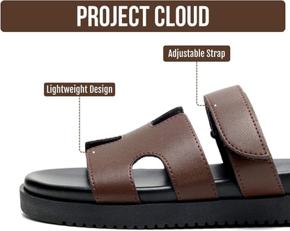 Project Cloud 100% Genuine Leather Sandals for Women Footwear - Stylish Womens Sandals with Plush & Soft Insole - Non-Slip and Water-Resistant Beach Sandals Slides for Women (Mayvy)