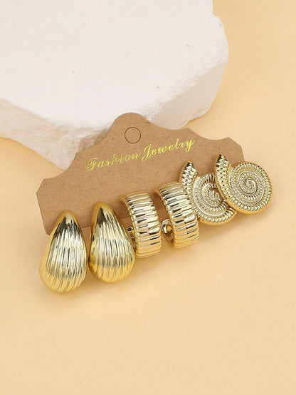 12 Pairs Chunky Gold Hoop Earrings for Women Trendy, Gold Plated Lightweight Hypoallergenic Stack, Thick Open Twisted Huggie Hoops Earring Set
