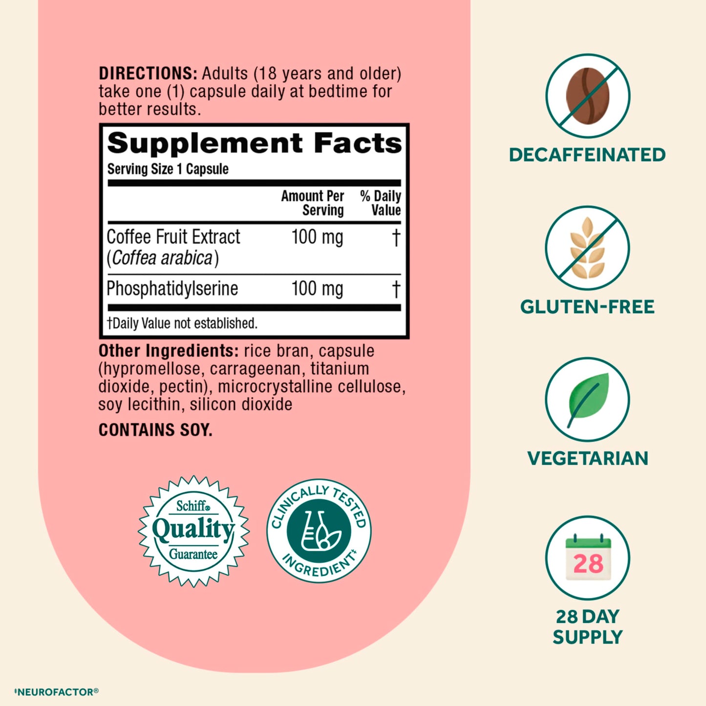 NEURIVA Plus Brain Supplements for Memory and Focus, Clinically Tested Nootropics Neurofactor and Phosphatidylserine, with Vitamin B12, Vitamin B6 and Folic Acid, 30 Count Capsules
