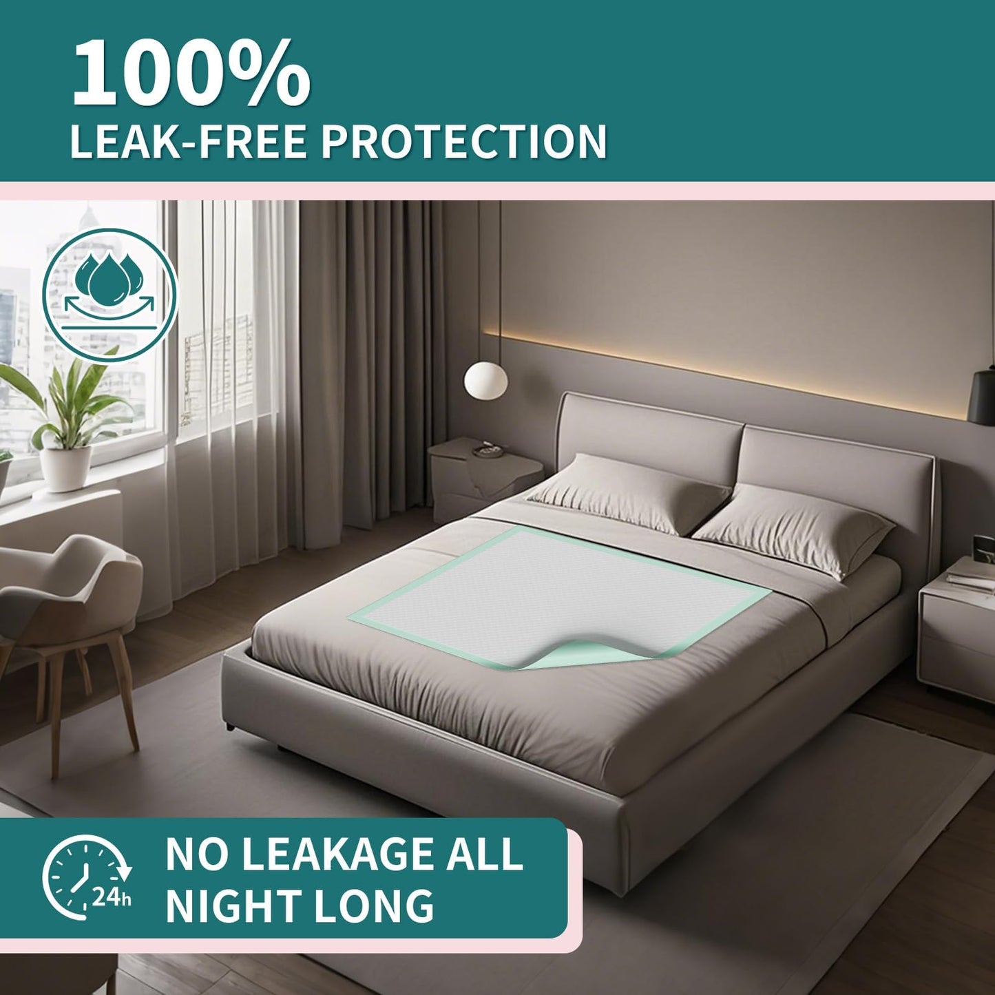 MILDPLUS Disposable Bed Pads 40"X40" 50pcs Extra Large Pee Pads for Incontinence 140 Gram Heavy Duty Super Absorbent Underpads Waterproof Chucks Pads for Adults, Elderly or Pets [100x100CM]