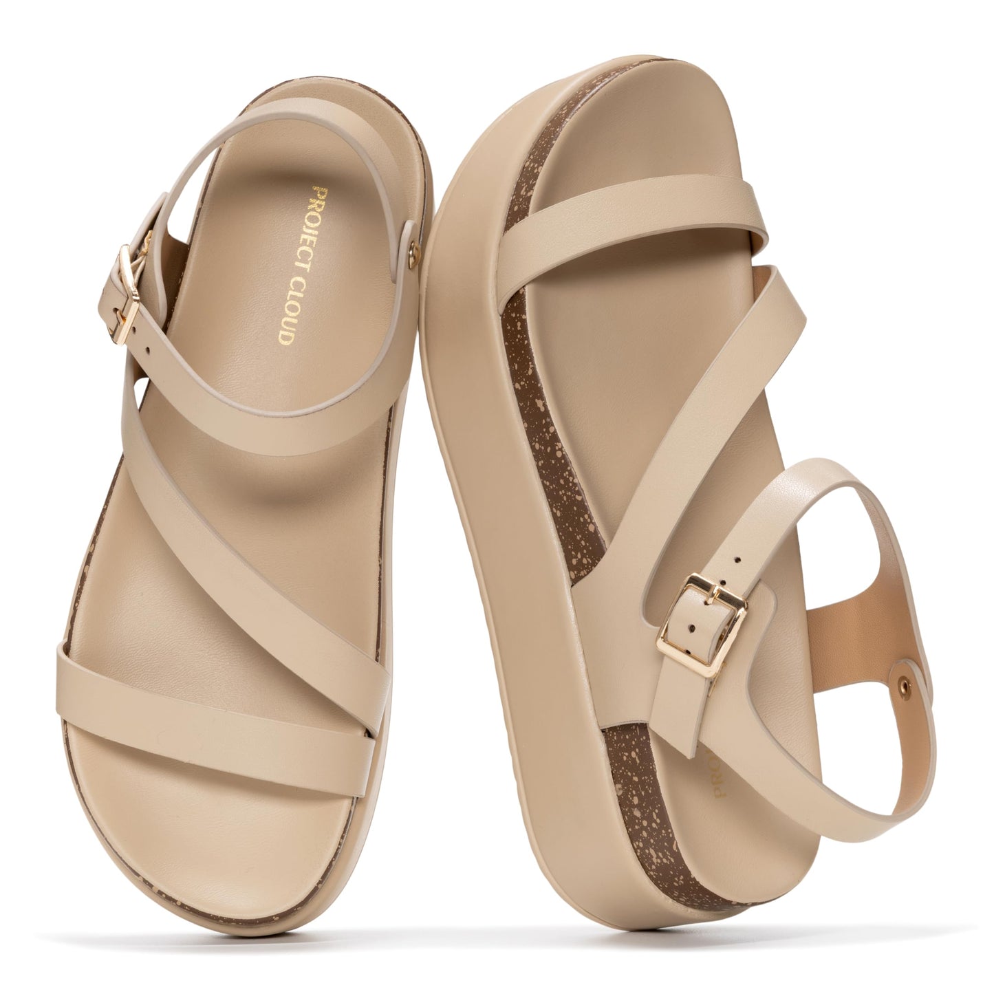 Project Cloud Adjustable Strap Platform Sandals Women Footwear (Mellow) | Plush & Soft Insole Wedge Sandals for Women; Water-Resistant Platform Sandals Women; Non-Slip and Lightweight Wedge Sandals
