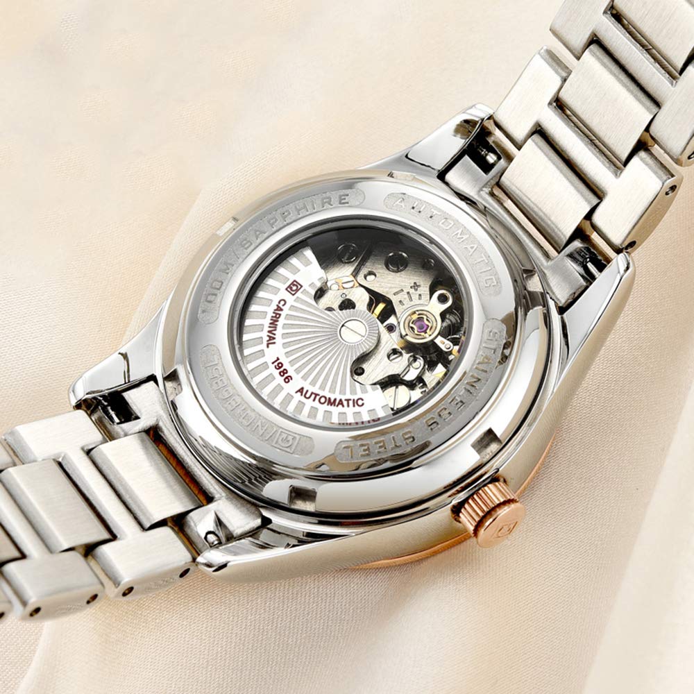 LOREO Women's Automatic Watch Diamond-Accented Dress Watch for Women Self-Winding Mechanical Watch with Sapphire Crystal Stainless Steel Two-Tone Bracelet 33MM Elegant Wrist Watch