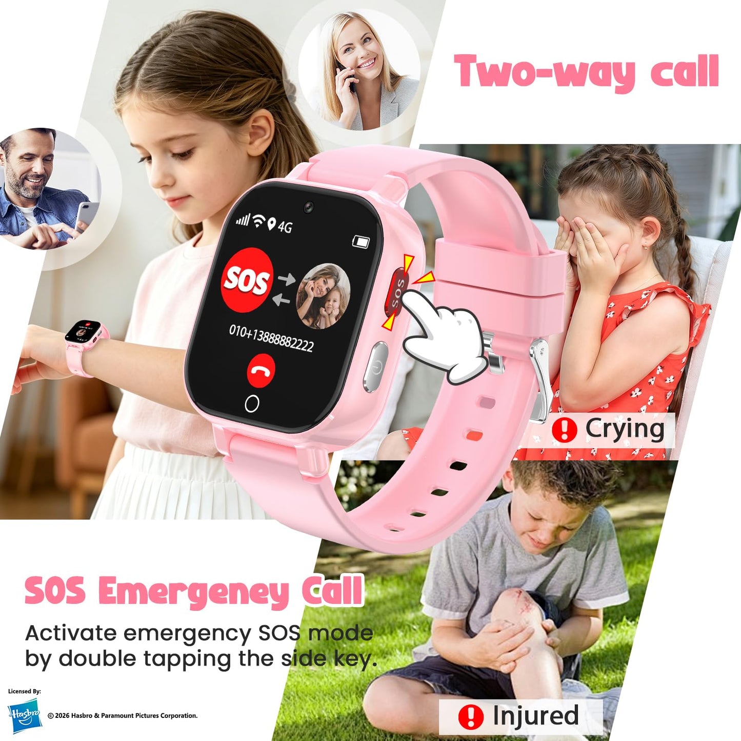 Smart Watch for Kids, 4G Kids Smartwatch with GPS Tracker Calling (Blue) | WIFI/Voice/Video Chat/SOS/SMS-receiving IP68 Waterproof Pedometer Camera Alarm Safe Zone Smartwatch Gift for Boys Girls 4-12