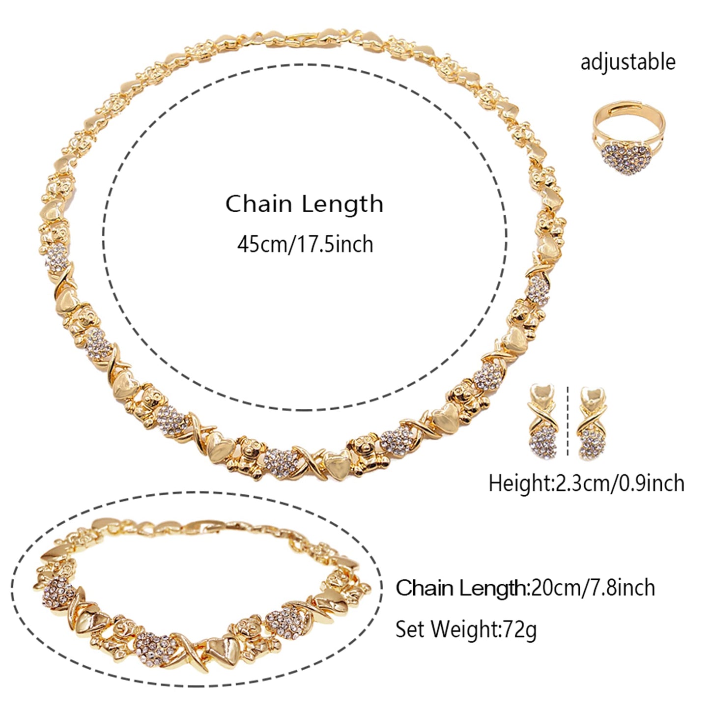 SYHOL Gold Jewelry Sets for Women 18K Gold/Silver Filled Jewelry Necklace Set Wedding Bridal Fashion Jewelry Sets Women Accessories Bracelets Earrings and Rings Sweetheart Gifts
