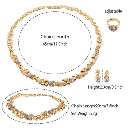 SYHOL Gold Jewelry Sets for Women 18K Gold/Silver Filled Jewelry Necklace Set Wedding Bridal Fashion Jewelry Sets Women Accessories Bracelets Earrings and Rings Sweetheart Gifts