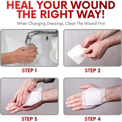 HEALQU Island Dressing - 4"x4", 30 Count - Bordered Gauze Sterile Individually Wrapped Gauze Pads, Water-Resistant, Non-Woven Backing - Soft and Breathable Wound Dressing for First Aid and Medical | Water-Resistant, Latex-Free, High Absorbent, Adhesive Bo