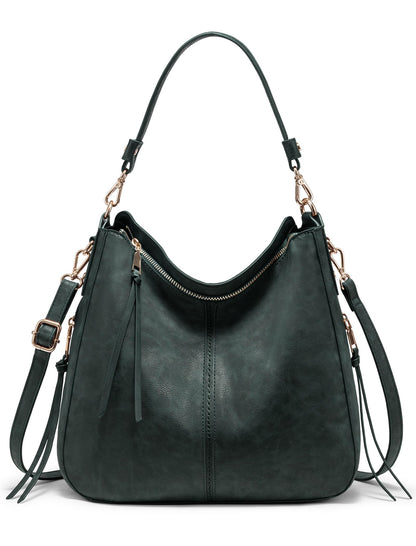 Realer Hobo Crossbody Bags for Women Designer Faux Leather Hobo Handbags Retro Large Size Shoulder Bag Bucket Purse