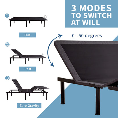 Dyonery Twin XL Adjustable Bed Base Frame with Wireless Remote + 12 Inch Twin XL Gel Memory Foam Mattress Bed in a Box, Head and Foot Incline, Zero Gravity, Fiberglass Free, 80" × 38"