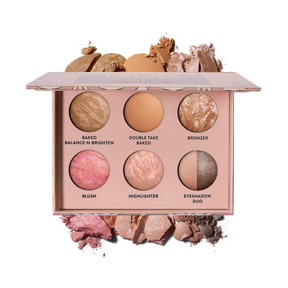 LAURA GELLER Baked Icons Complete Full Face Palette, Light | All-in-One Makeup Palette with Baked Foundations, Blush, Bronzer, Highlighter, Eyeshadows | Coverage for Mature Skin | Travel-Friendly