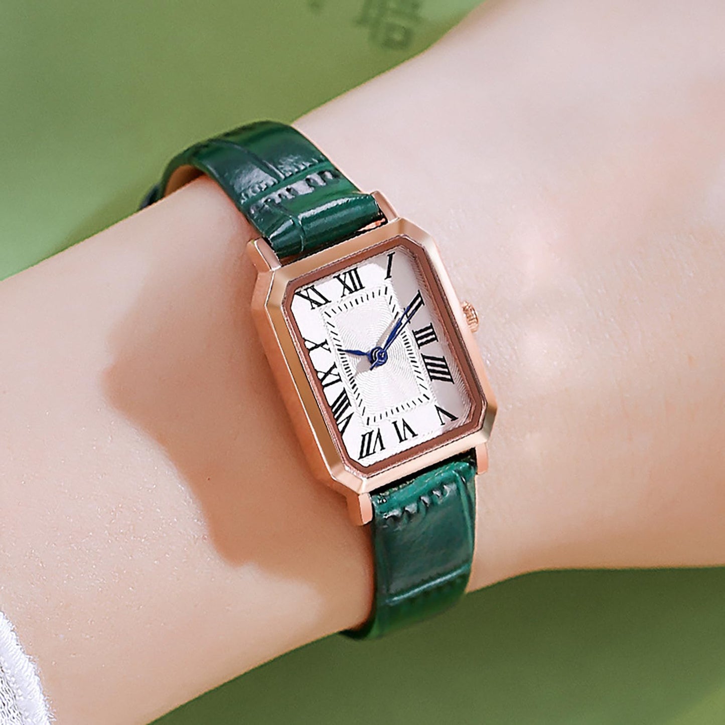 BESTKANG Leather Strap Watches for Women Elegant Dainty Ladies Watch Vintage Rectangle Women Quartz Wrist Watch