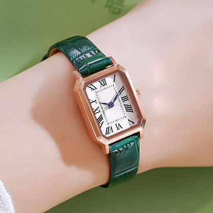 BESTKANG Leather Strap Watches for Women Elegant Dainty Ladies Watch Vintage Rectangle Women Quartz Wrist Watch