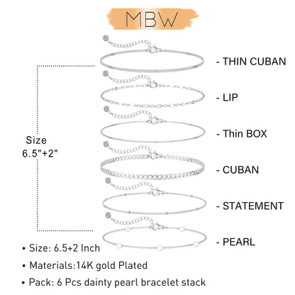 Dainty Simple Gold Bracelets for Women, Stackable Satellite Paperclip Lip Bracelet Set Tiny Lip Dot Chain Box Link for Handmade Gift Minimalist Cute Trendy Jewelry Gold Accessories for Women