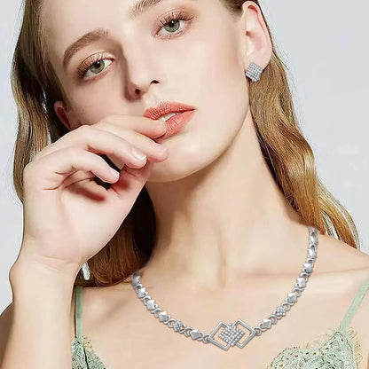 SYHOL Gold Jewelry Sets for Women 18K Gold/Silver Filled Jewelry Necklace Set Wedding Bridal Fashion Jewelry Sets Women Accessories Bracelets Earrings and Rings Sweetheart Gifts