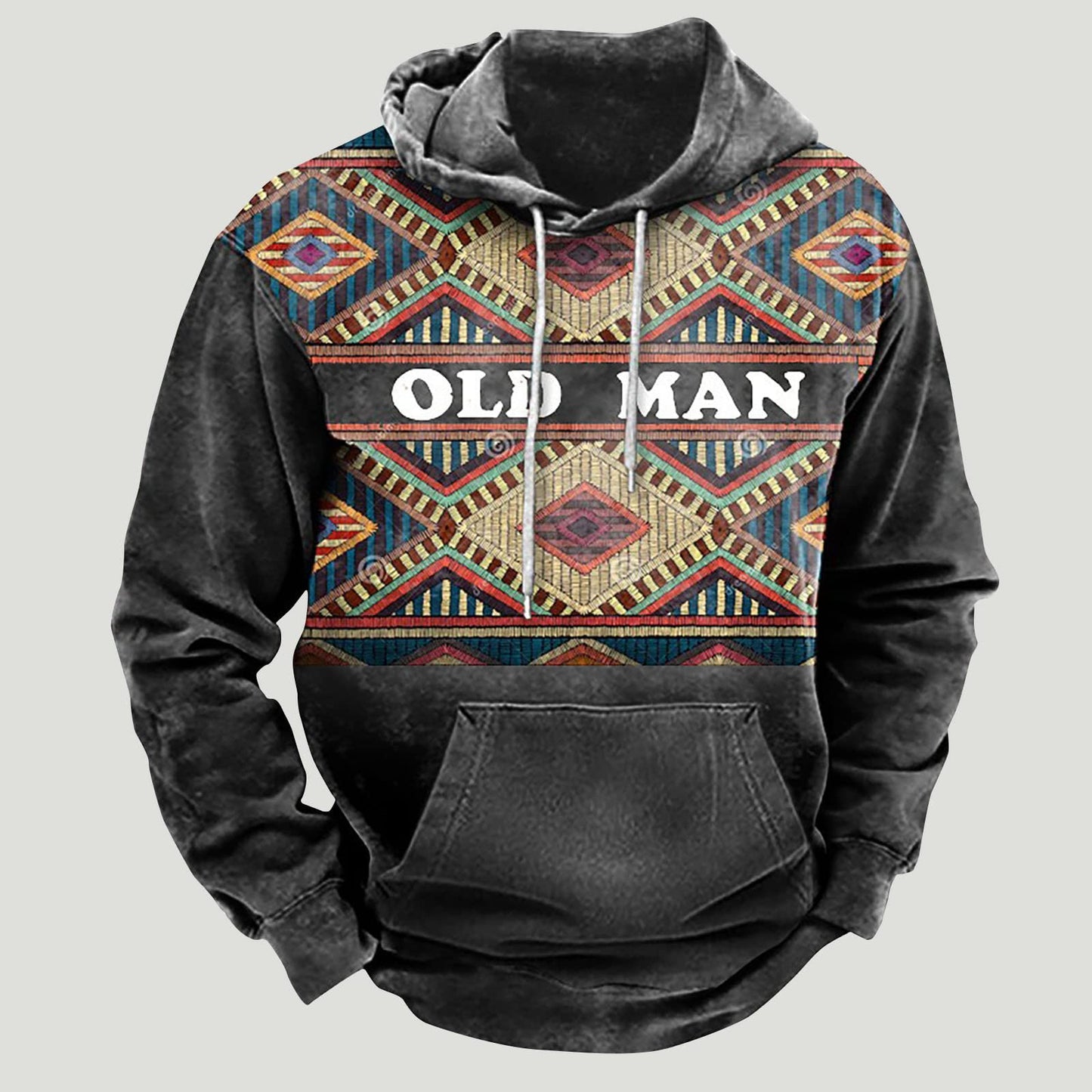 Men's Western Aztec Tribal Sweatshirt Ethnic Printed Graphic Hoodie Winter Trendy Casual Pullover Tops with Pocket