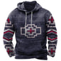 Men's Western Aztec Tribal Sweatshirt Ethnic Printed Graphic Hoodie Winter Trendy Casual Pullover Tops with Pocket