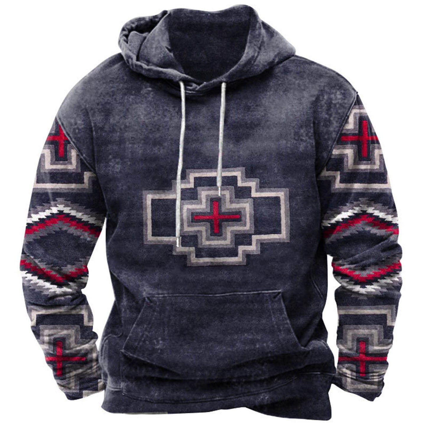 Men's Western Aztec Tribal Sweatshirt Ethnic Printed Graphic Hoodie Winter Trendy Casual Pullover Tops with Pocket