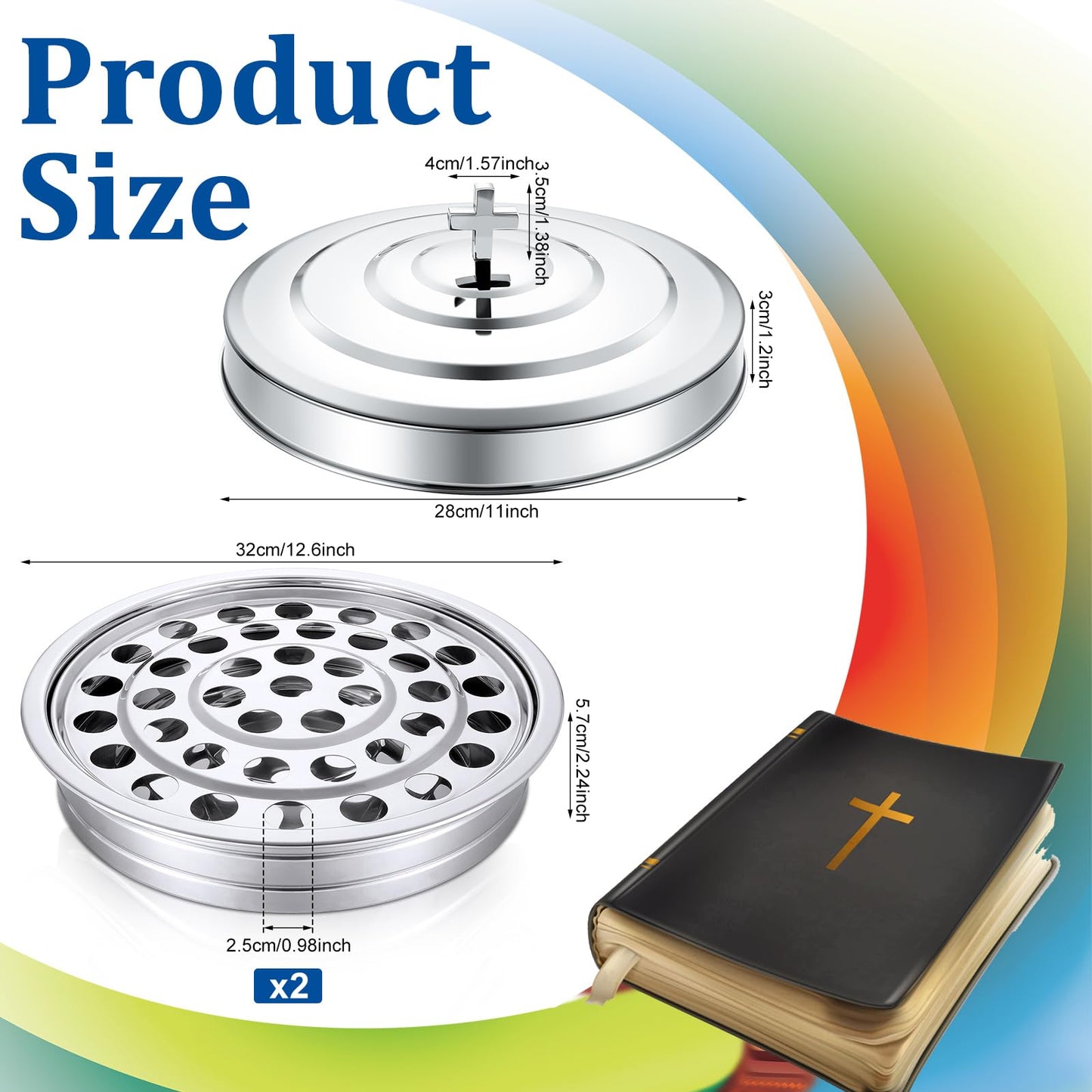Jingmore Communion 2 Trays with Lid Christmas Holy Wine Serving Trays House up 80 Cups Stacking Stainless Steel Churches Ware Wine Bread Christmas Party Supplies (Gold)