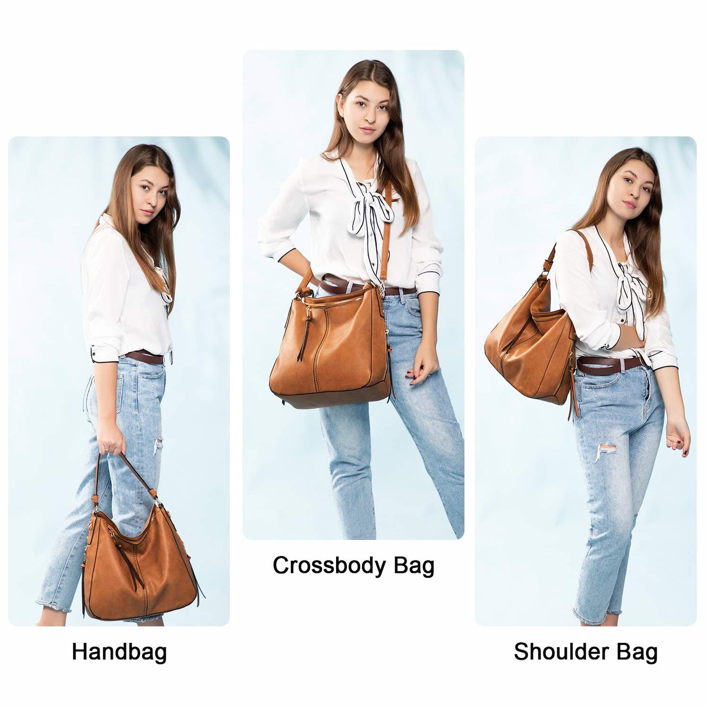 Realer Hobo Crossbody Bags for Women Designer Faux Leather Hobo Handbags Retro Large Size Shoulder Bag Bucket Purse