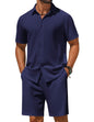 COOFANDY Men's 2 Piece Outfit Casual Short Sleeve Button Down Shirt and Beach Shorts Set Summer Vacation Outfits for Men