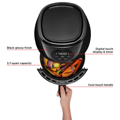 Chefman Air Fryer – 4-in-1 Slim 3.5 QT Airfryer, Air Fry, Bake, Dehydrate, Frozen, 450°F Max Temp for Extra Crispy Results in Minutes, Nonstick Ceramic Coating, Dishwasher-Safe Accessories - Black