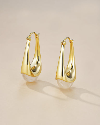 SNGIA Long Oval Chunky Dangle 18K Gold Plated Hoops with Colored Resin Gemstone Statement Earrings for Women, (Green, Brown, Light blue, Dark Blue), Bold Drop Handmade Exaggerated Irregular Trendy Bohemian Jewelry Gifts, Unique Dangling Teardrop Baroque S