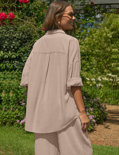 TARSE Womens Linen 2 Piece Outfits Casual Lounge Sets | Long Sleeve, Button Down Shirt and Wide Leg Pants, loose fit linen, vacation outfits with Pockets