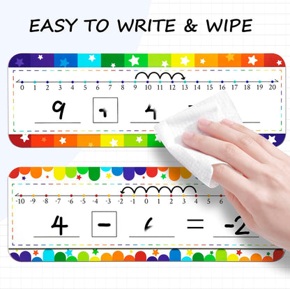 32 Pack Number Line Dry Erase White Board Double Sided Classroom Must Haves Math Manipulatives Teacher Supplies for Kindergarten Elementary Special Education Students Homeschool 12"x4"
