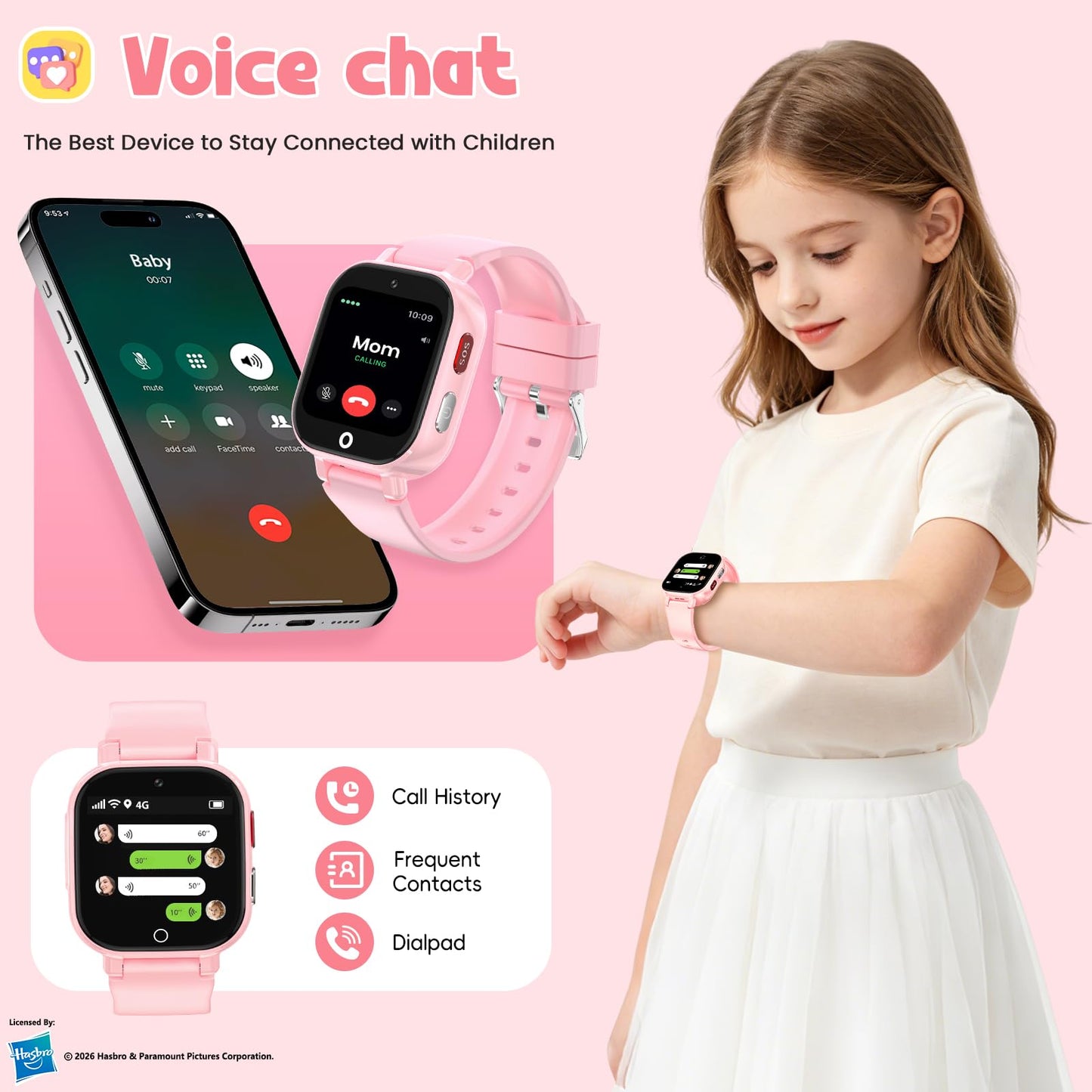 Smart Watch for Kids, 4G Kids Smartwatch with GPS Tracker Calling (Blue) | WIFI/Voice/Video Chat/SOS/SMS-receiving IP68 Waterproof Pedometer Camera Alarm Safe Zone Smartwatch Gift for Boys Girls 4-12